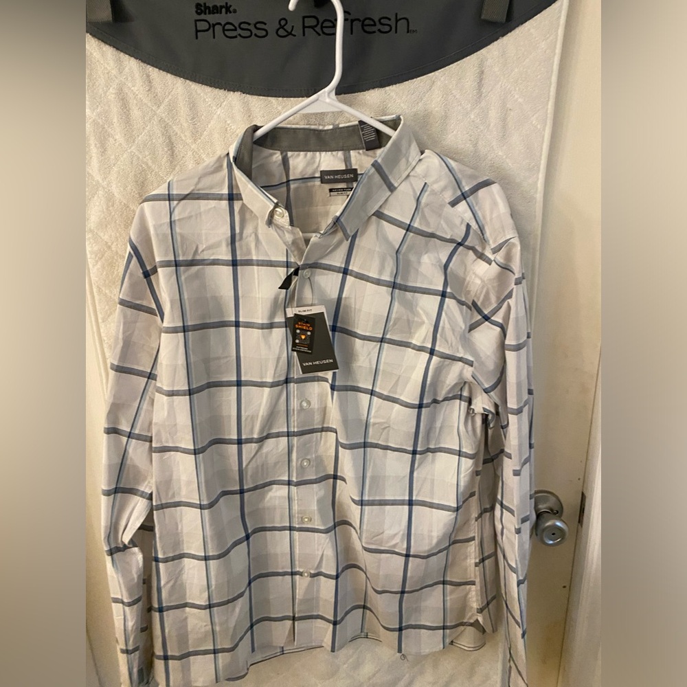 Menx 17-17.5 button down shirt with tags